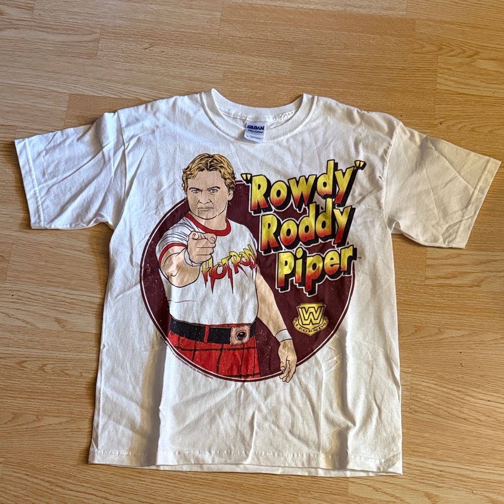 Gildan White Rowdy Roddy Piper Graphic Tee